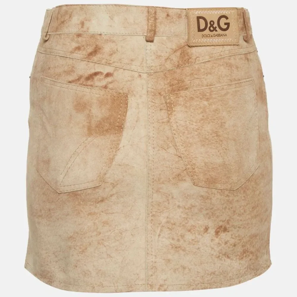 D&g Beige Suede Mini Skirt S - Picture 3 of 6